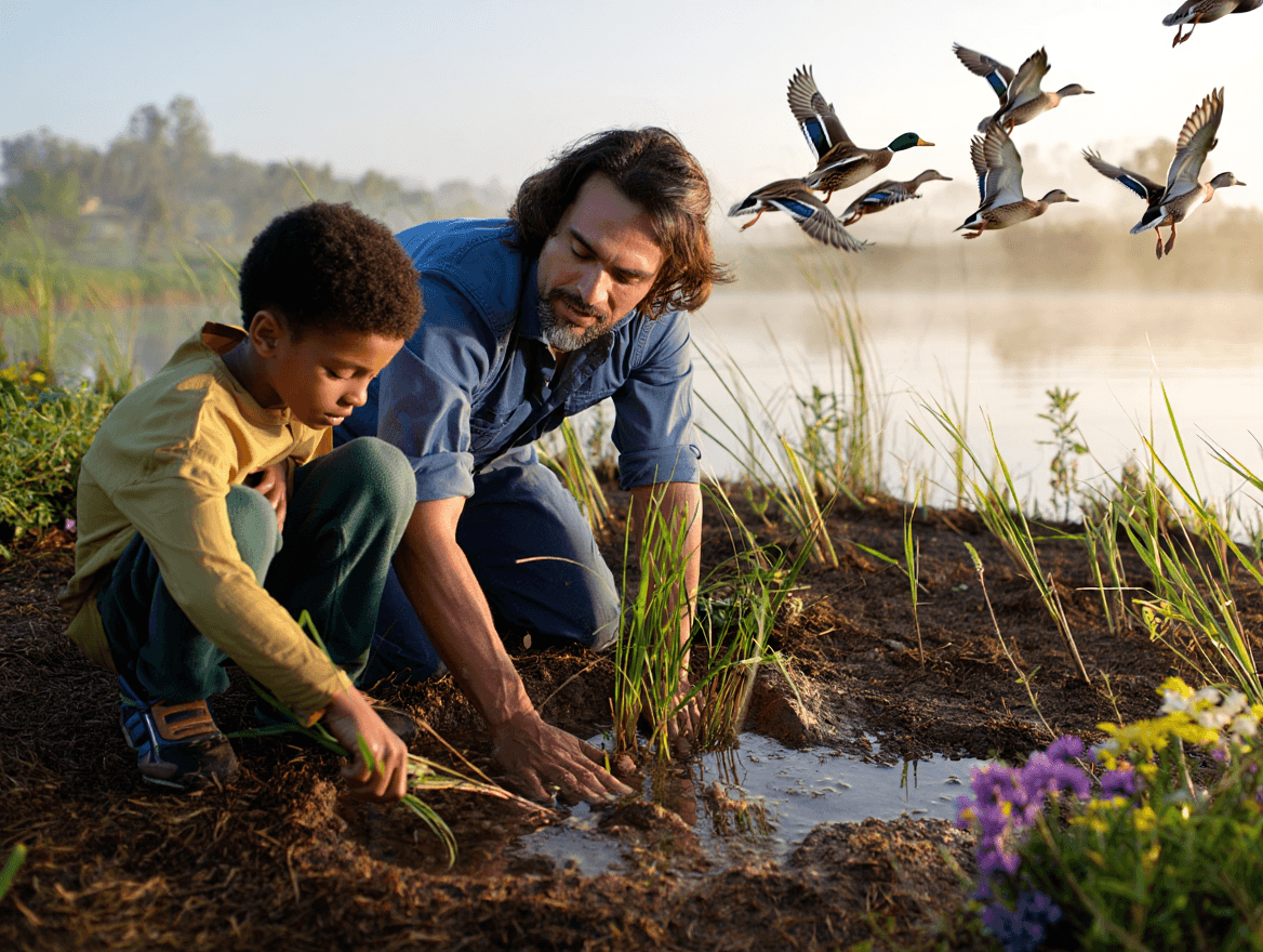 Illustration of migrating birds
